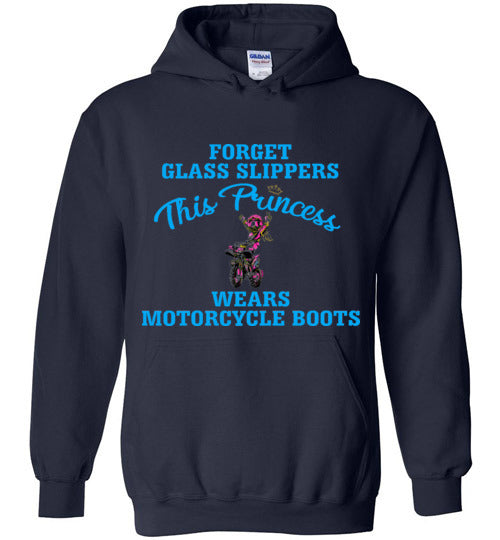youth princess wears motorcycle boots hoodie