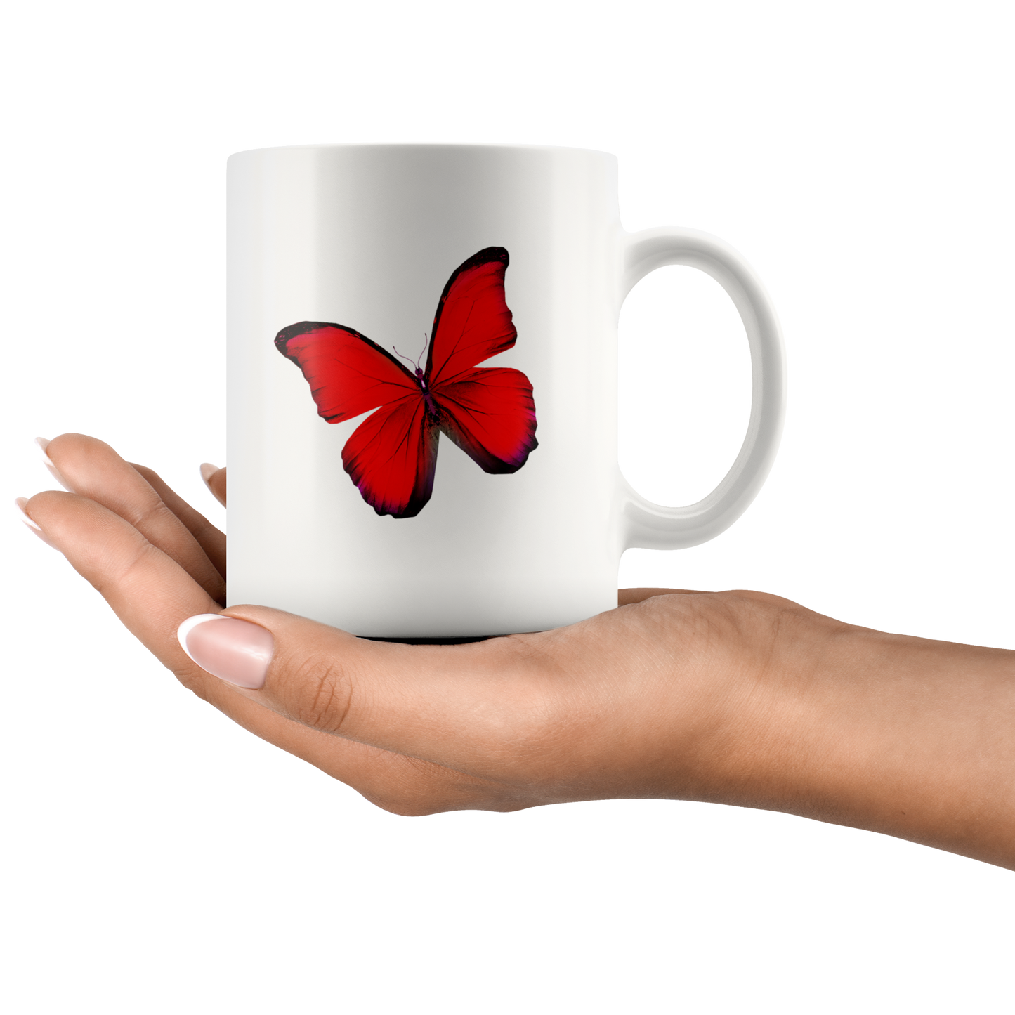 Red Butterfly on white mug