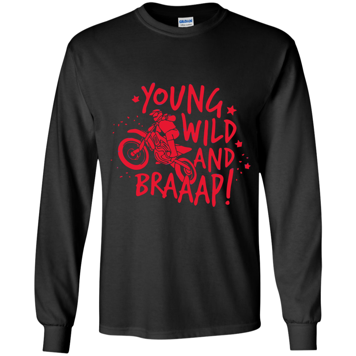 youth young and wild motorcycle long sleeve T'shirt