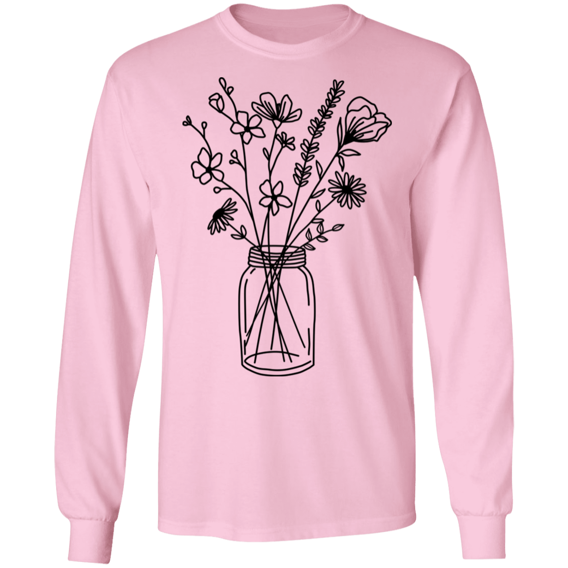 Wildflowers in a mason jar long sleeve Cotton T-Shirt