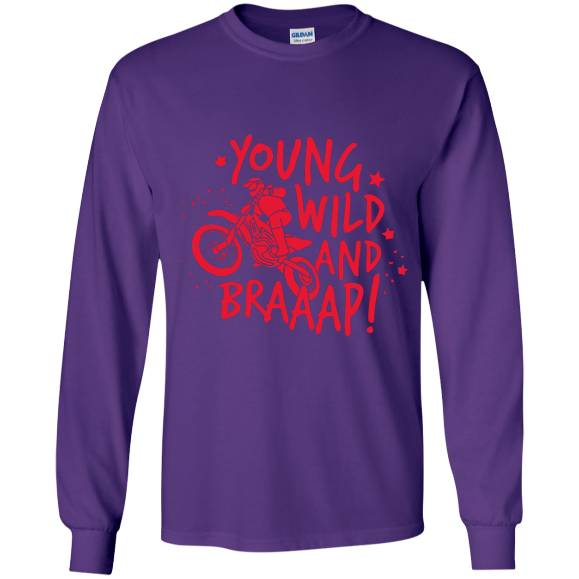 youth young and wild motorcycle long sleeve T'shirt