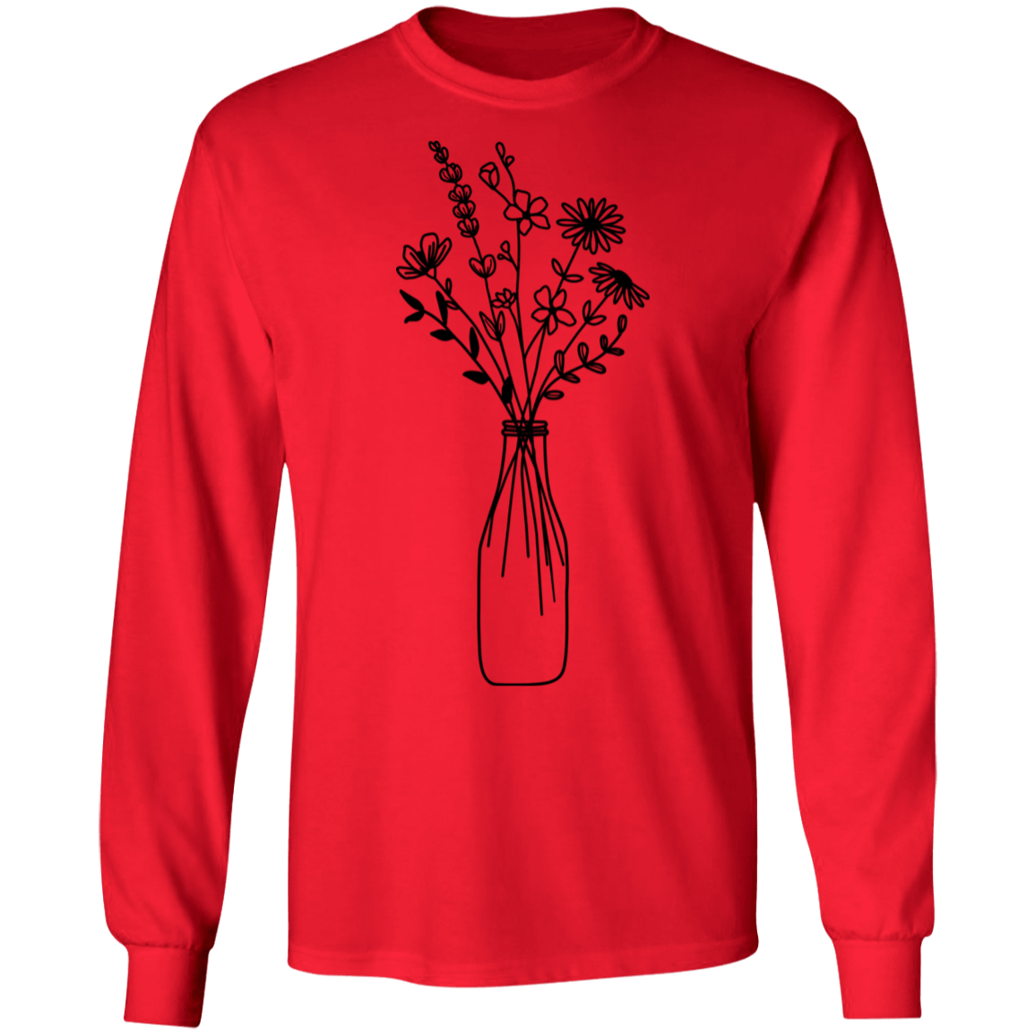 Wildflowers in milk jar Cotton T-Shirt Longsleeve