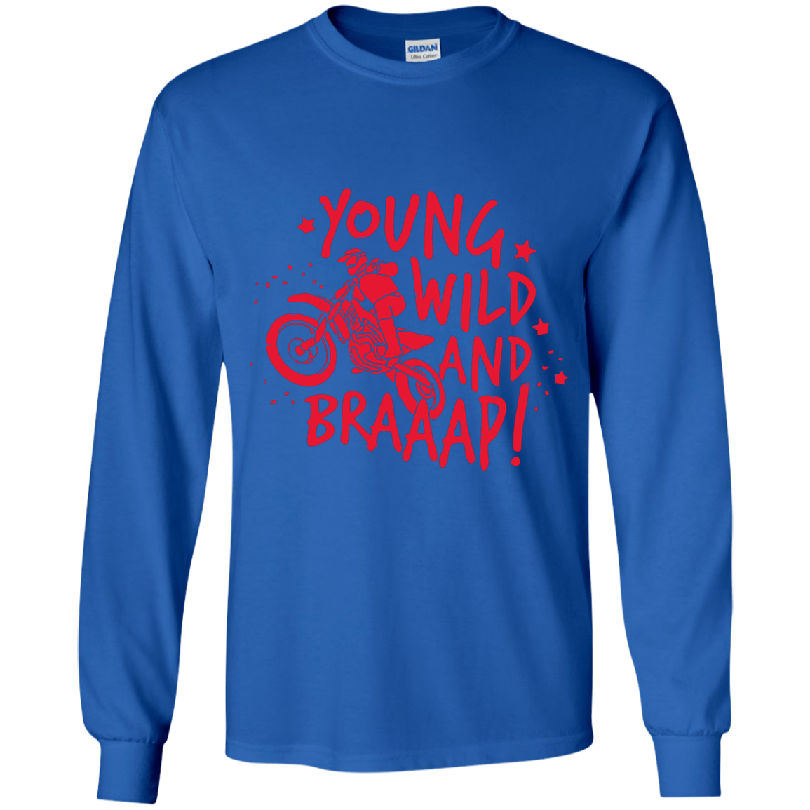 youth young and wild motorcycle long sleeve T'shirt