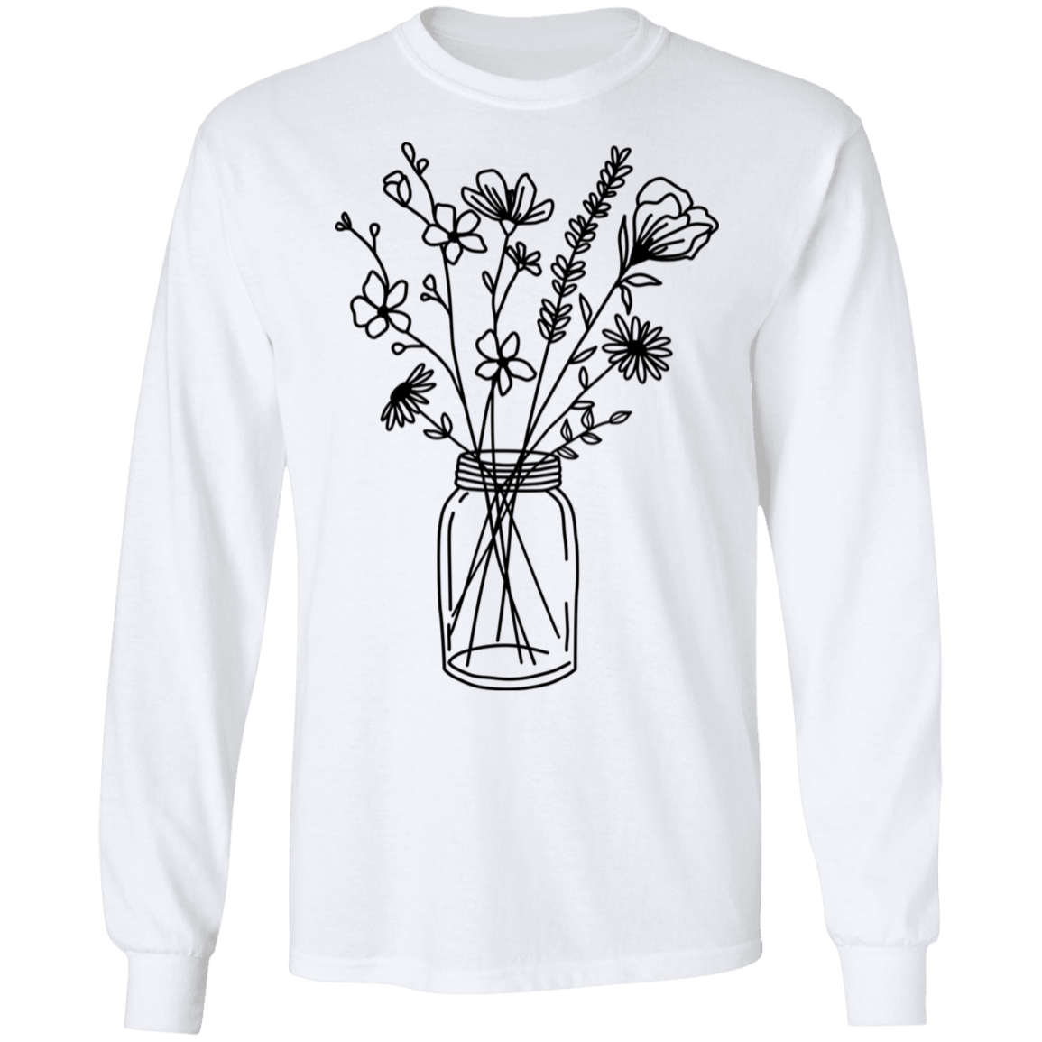 Wildflowers in a mason jar long sleeve Cotton T-Shirt