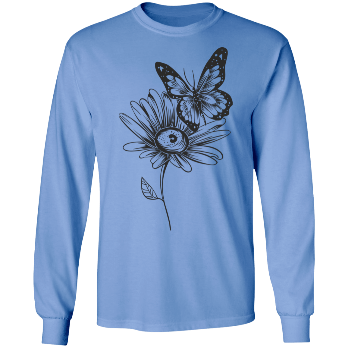 Wildflower and Butterfly long sleeve Cotton T-Shirt