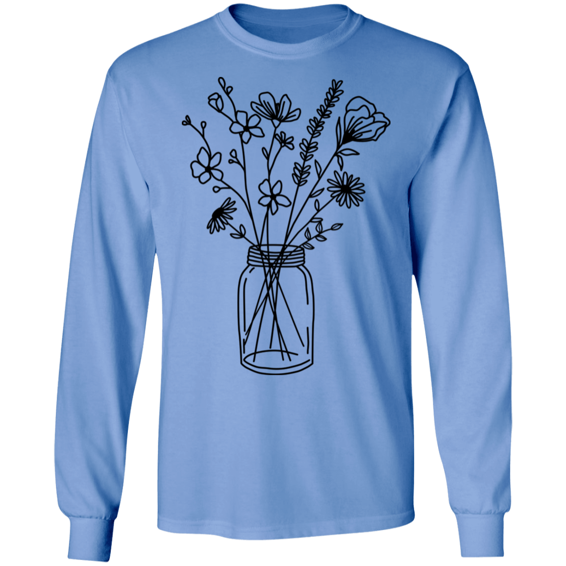 Wildflowers in a mason jar long sleeve Cotton T-Shirt