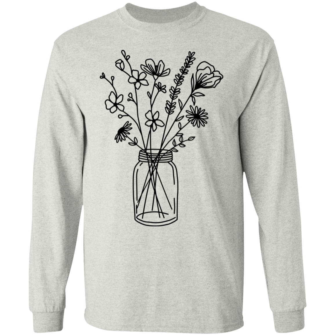 Wildflowers in a mason jar long sleeve Cotton T-Shirt