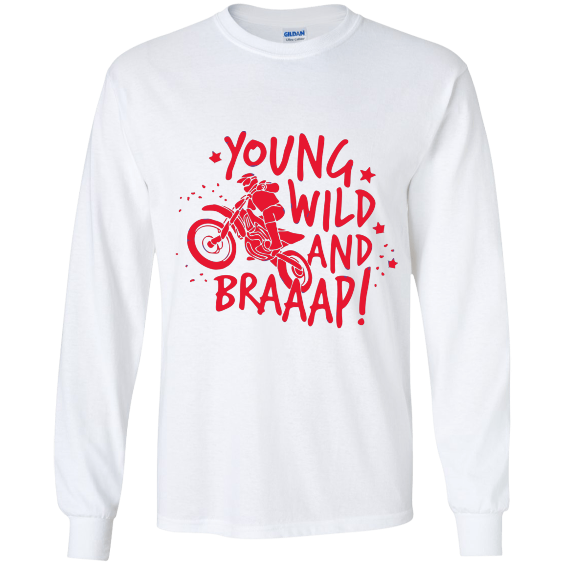 youth young and wild motorcycle long sleeve T'shirt