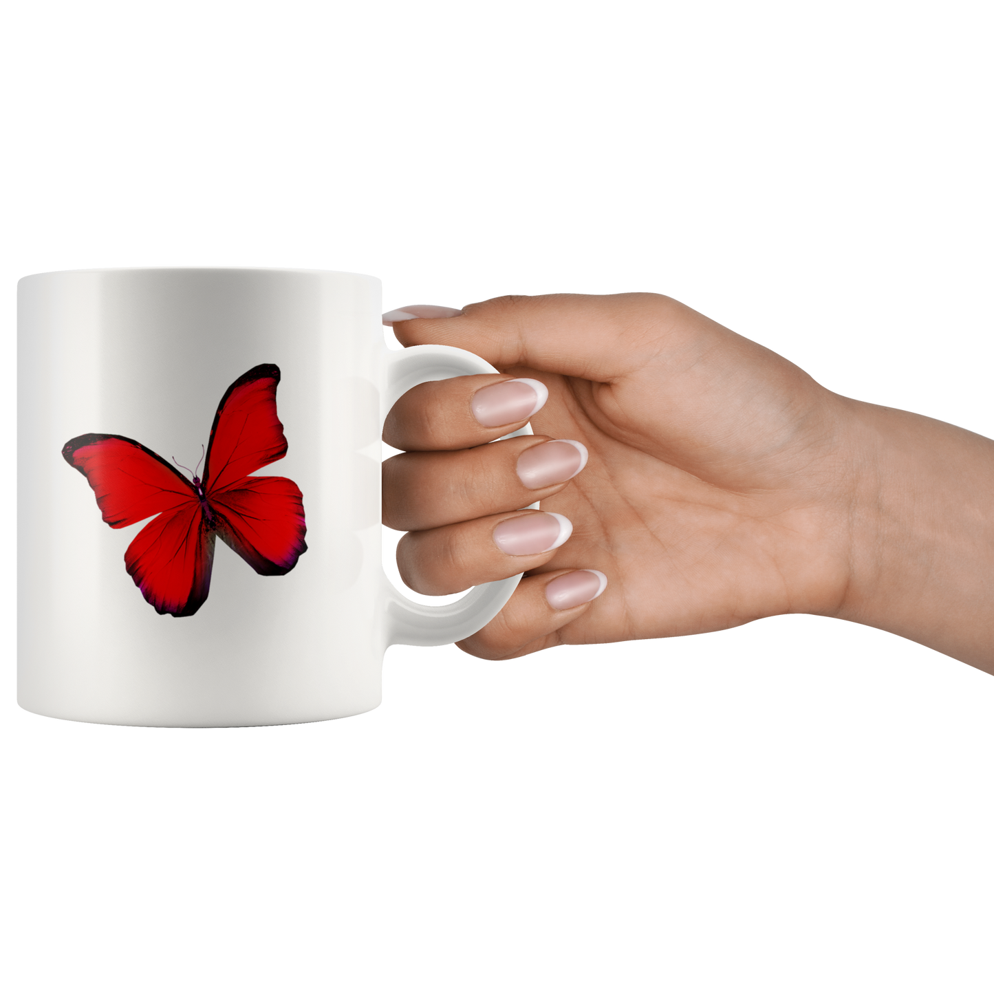 Red Butterfly on white mug