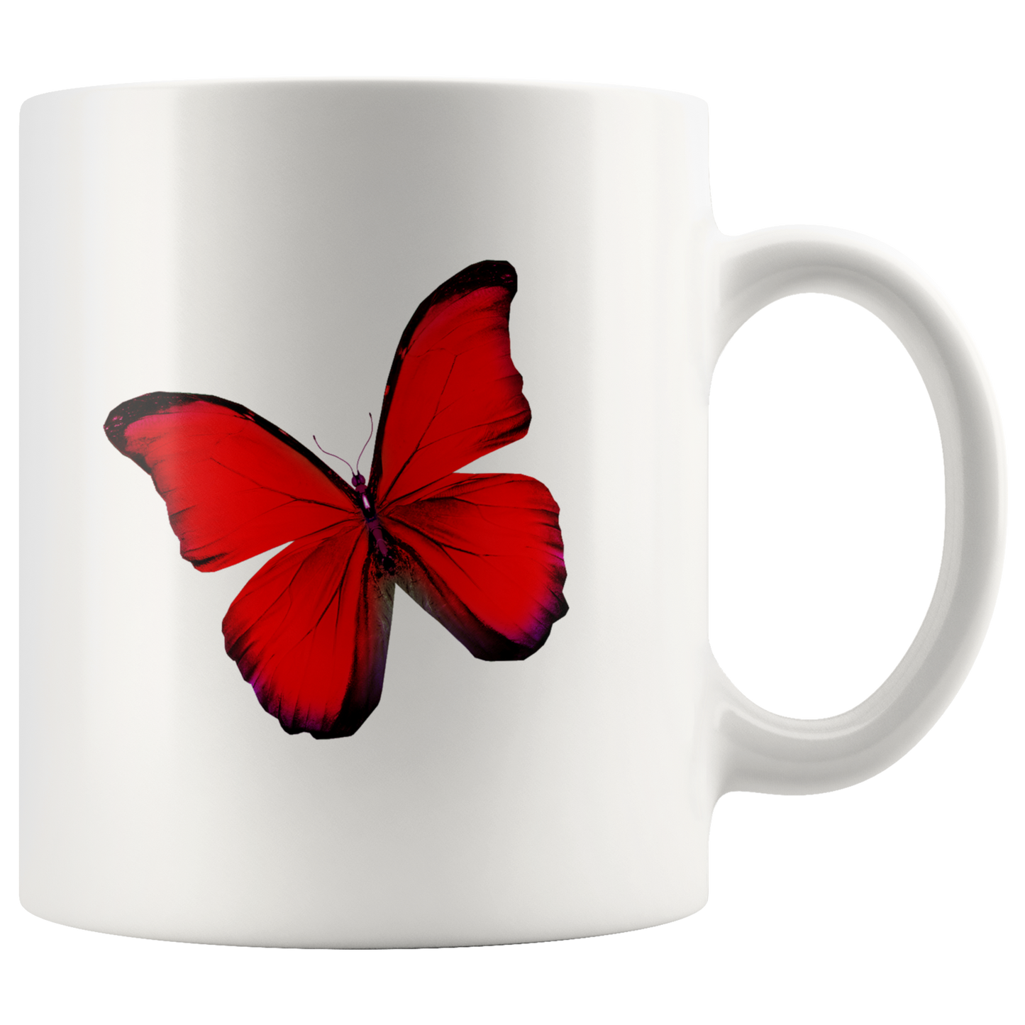 Red Butterfly on white mug