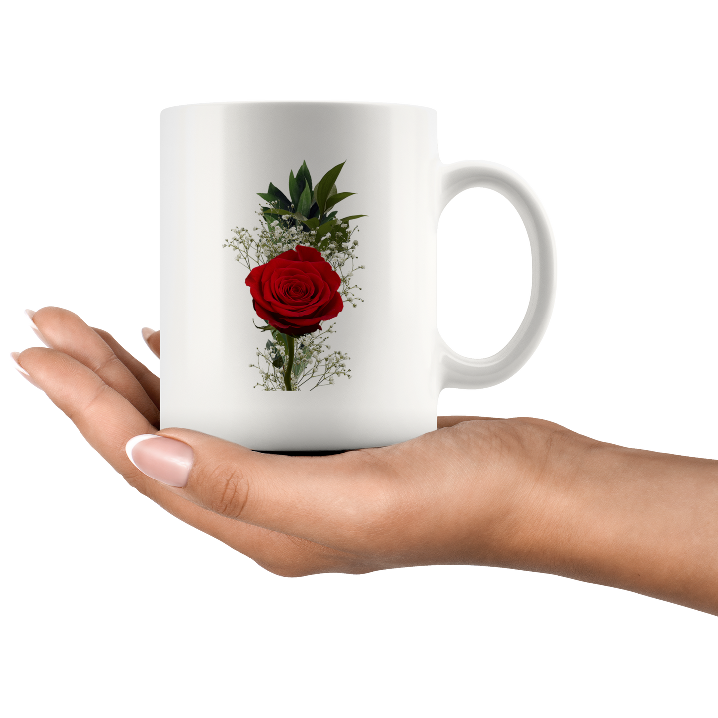 Rose mug white 11oz