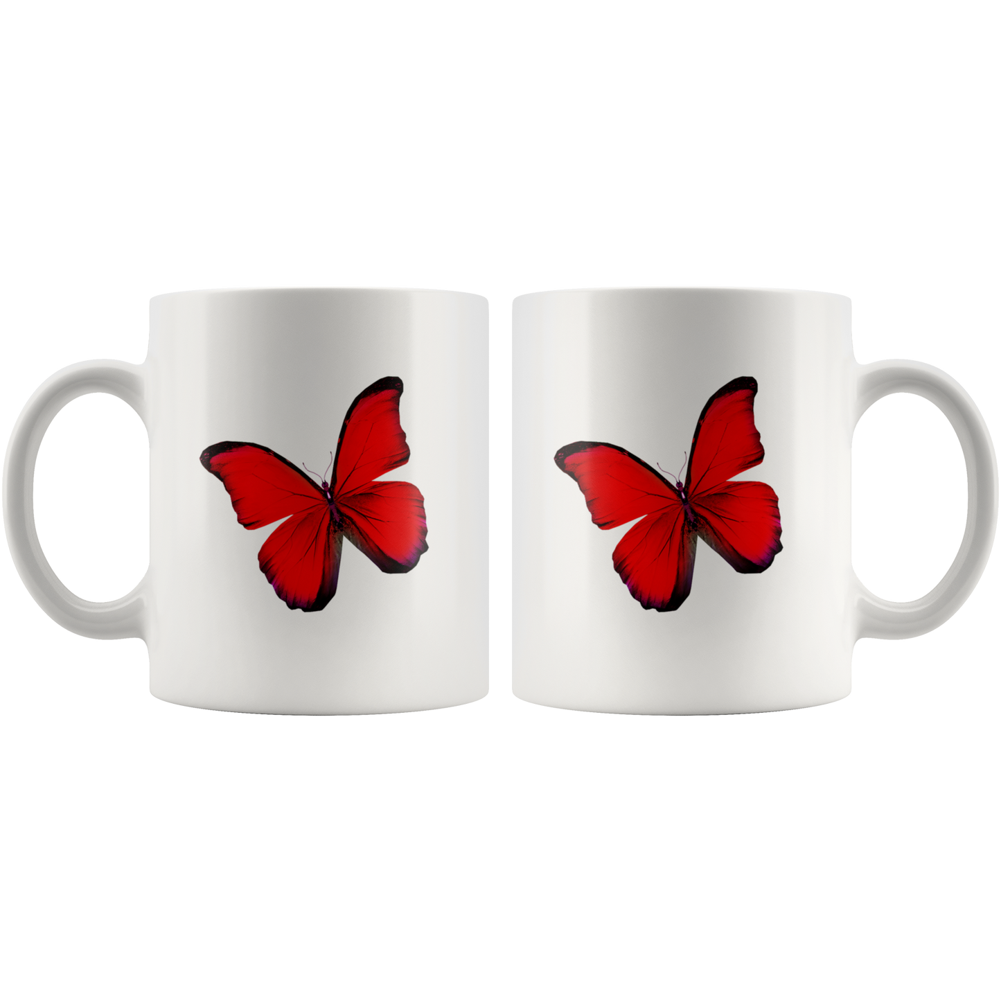 Red Butterfly on white mug
