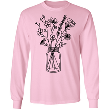 Load image into Gallery viewer, Wildflowers in a mason jar long sleeve Cotton T-Shirt
