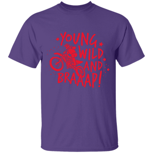 youth young and wild motorcycle short sleeve t'shirt