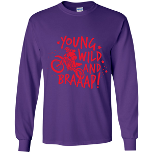 youth young and wild motorcycle long sleeve T'shirt