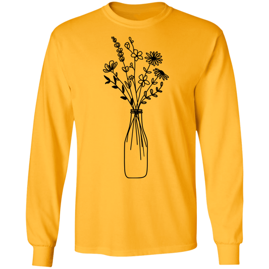 Wildflowers in milk jar Cotton T-Shirt Longsleeve