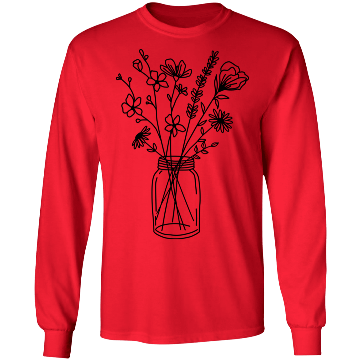 Wildflowers in a mason jar long sleeve Cotton T-Shirt