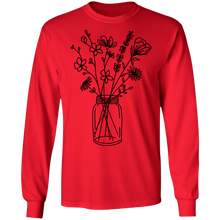 Load image into Gallery viewer, Wildflowers in a mason jar long sleeve Cotton T-Shirt
