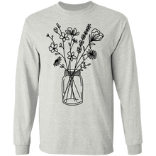 Load image into Gallery viewer, Wildflowers in a mason jar long sleeve Cotton T-Shirt

