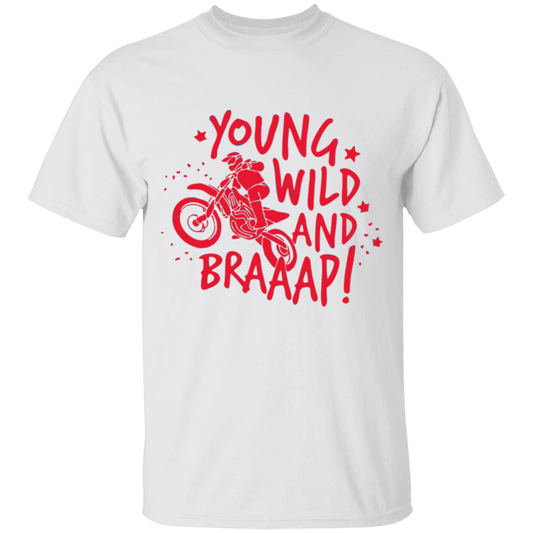 youth young and wild motorcycle short sleeve t'shirt