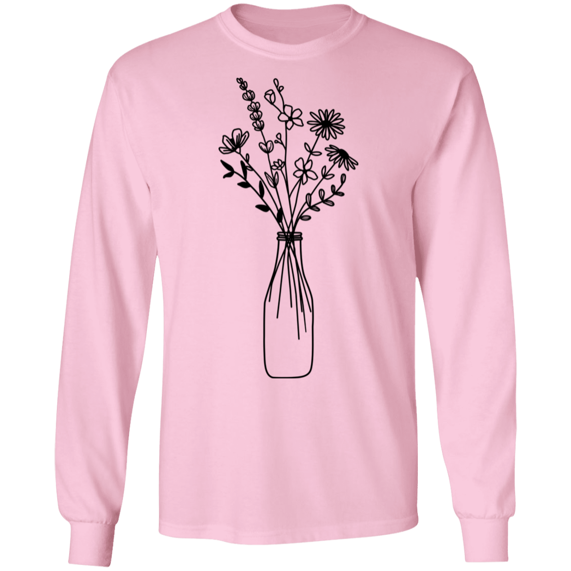 Wildflowers in milk jar Cotton T-Shirt Longsleeve