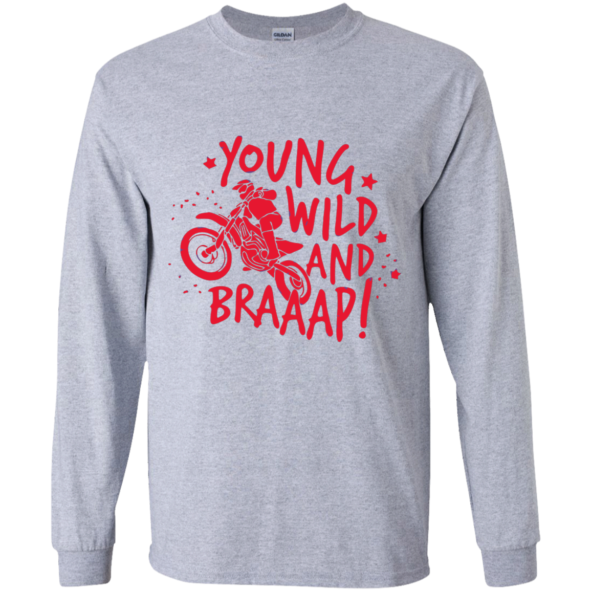 youth young and wild motorcycle long sleeve T'shirt