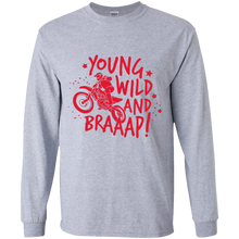 Load image into Gallery viewer, youth young and wild motorcycle long sleeve T&#39;shirt
