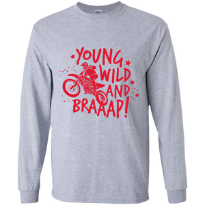 youth young and wild motorcycle long sleeve T'shirt