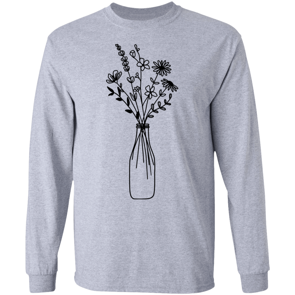 Wildflowers in milk jar Cotton T-Shirt Longsleeve