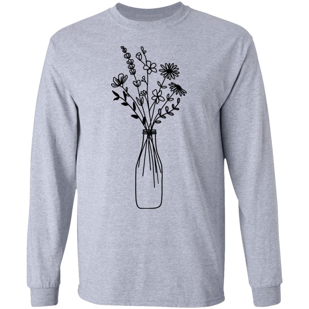 Wildflowers in milk jar Cotton T-Shirt Longsleeve