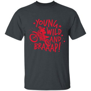 youth young and wild motorcycle short sleeve t'shirt