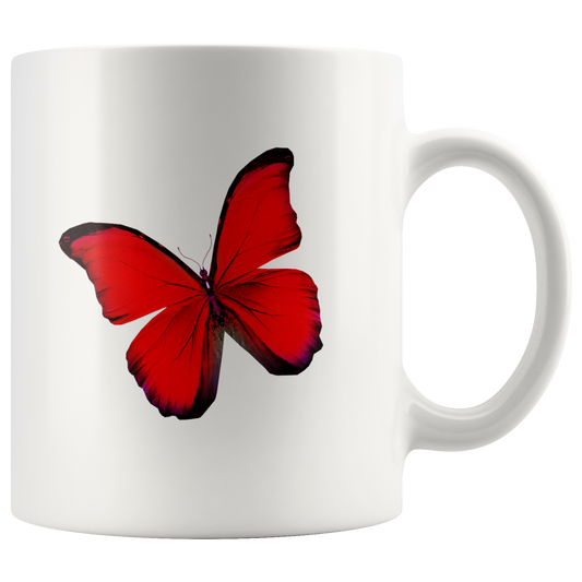 Red Butterfly on white mug