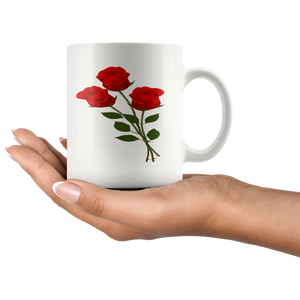 3 rose 11 oz mug (white)
