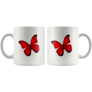 Red Butterfly on white mug
